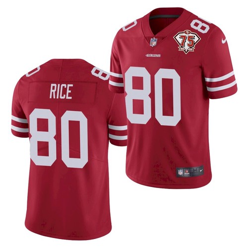 Men's San Francisco 49ers #80 Jerry Rice 2021 Red 75th Anniversary Vapor Untouchable Stitched NFL Jersey
